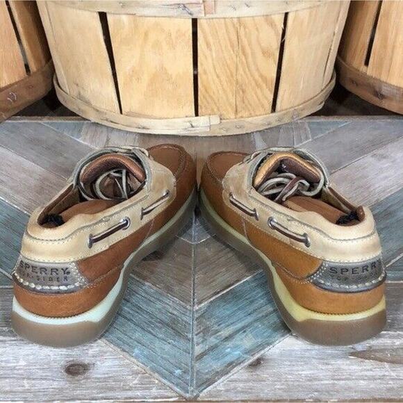 Sperry Mako 2-Eye Canoe Tan Cream Leather Lace-Up Boat Shoes Mens Size 7 - Picture 7 of 10